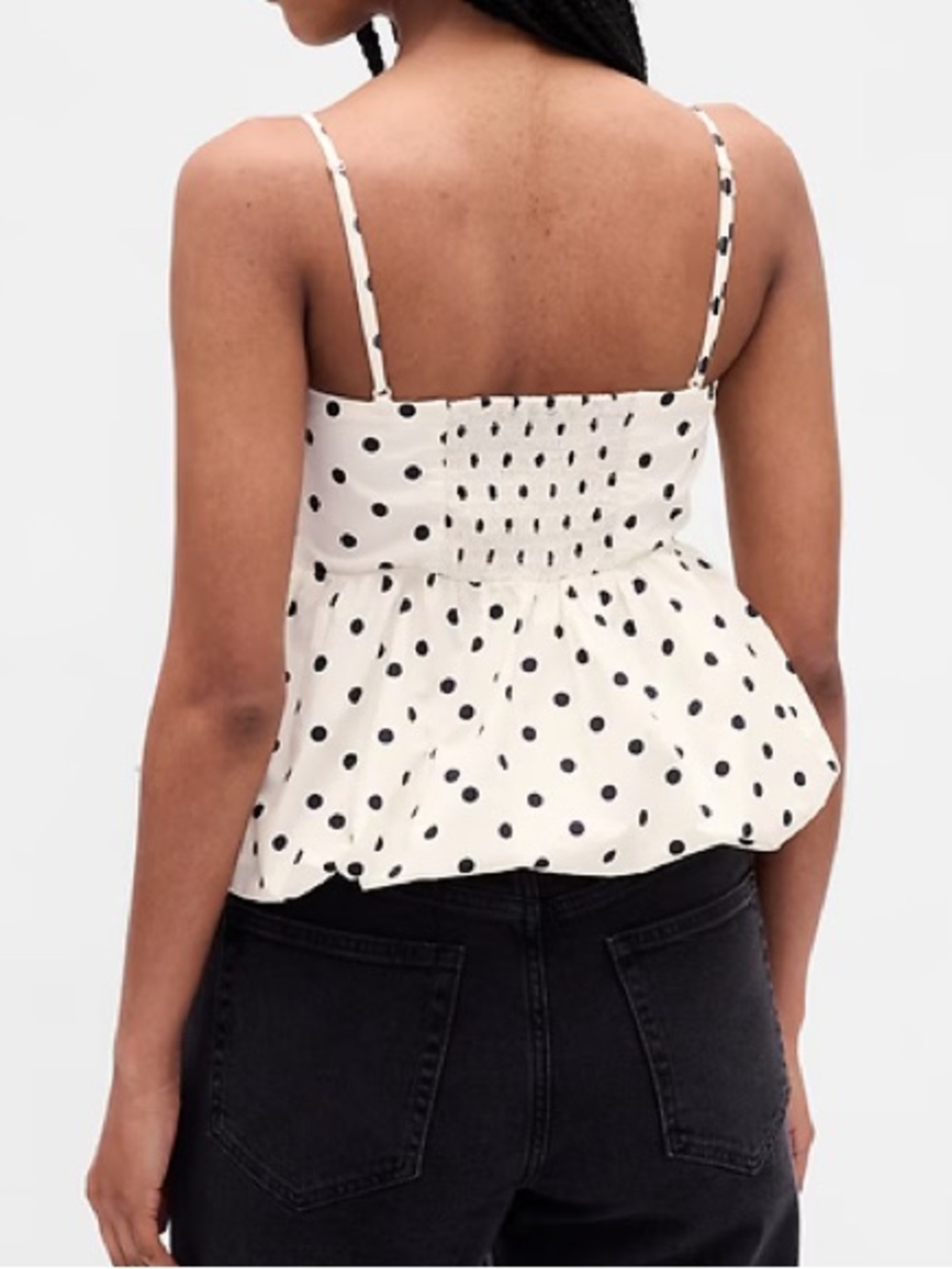 Gap White Polka Dot Spaghetti Strap Poplin Bubble Top - Picture 3 of 5